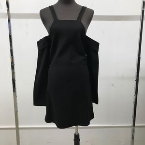 Black Open Shoulder Long Sleeve Dress